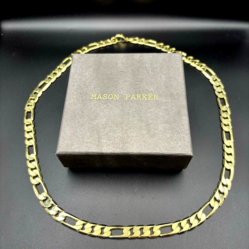 Mason Parker Men’s Gold Plated Brass Curb Link Chain Necklace NIB